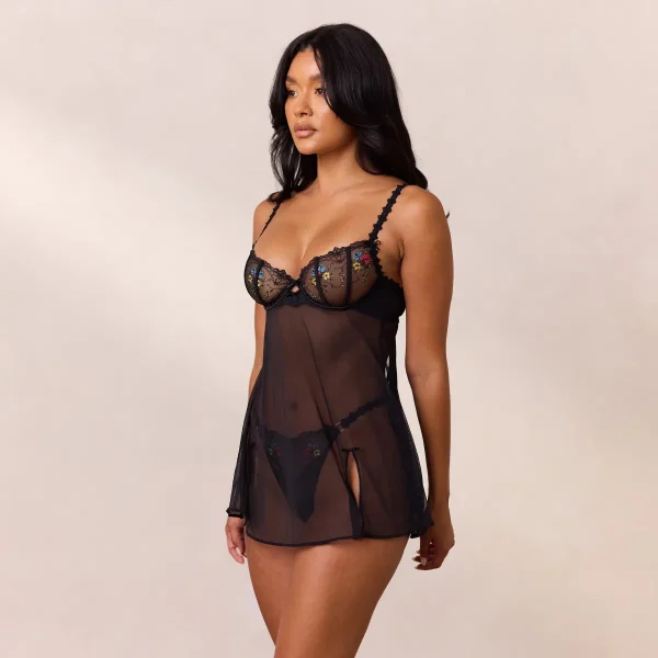 Lounge Underwear Babydoll Lena (Ensemble) - Noir Best Sale