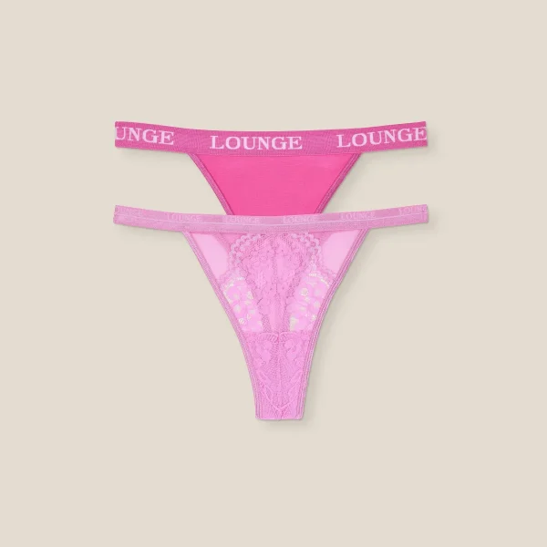 Lounge Underwear Blossom/Triangle Strings (Pack de 2) en Édition Limitée - Rose Hot