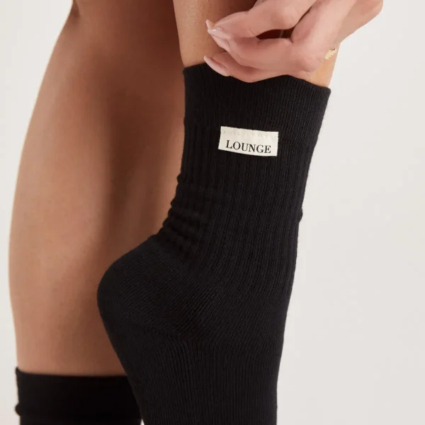 Lounge Underwear Chaussettes Logo Crew (Pack de 2) - Noir Flash Sale