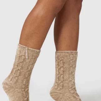 Lounge Underwear Chaussettes Tricotées Chenille - Beige New