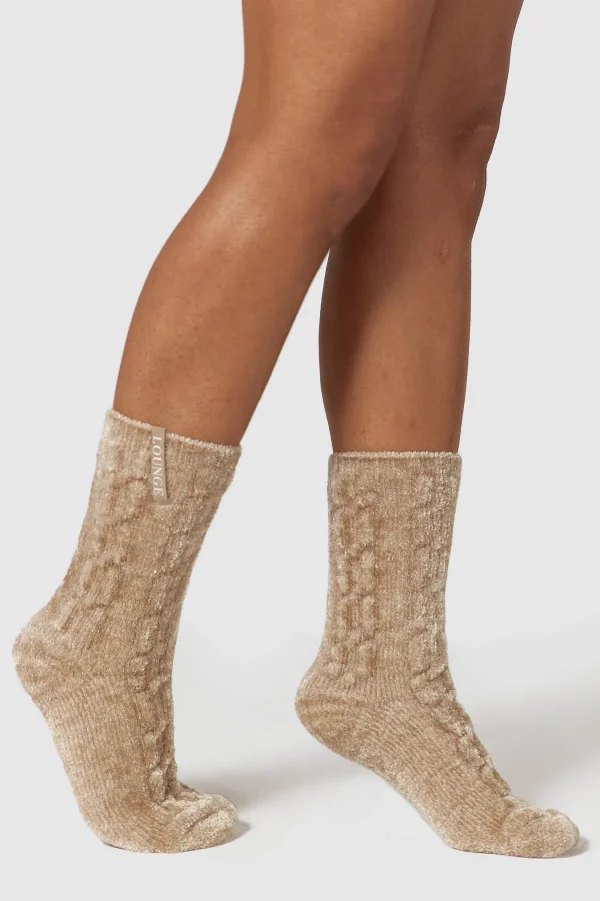 Lounge Underwear Chaussettes Tricotées Chenille - Beige New