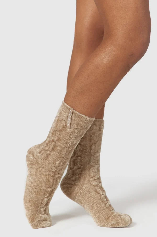 Lounge Underwear Chaussettes Tricotées Chenille - Beige New