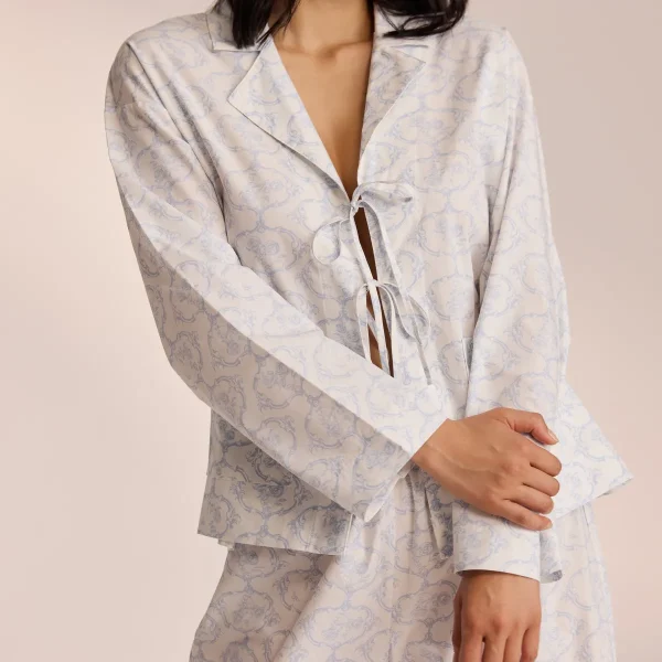 Lounge Underwear Chemise de Pyjama en Coton - Bleu Online