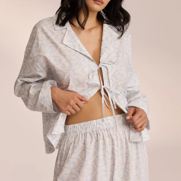 Lounge Underwear Chemise de Pyjama en Coton - Bleu Online