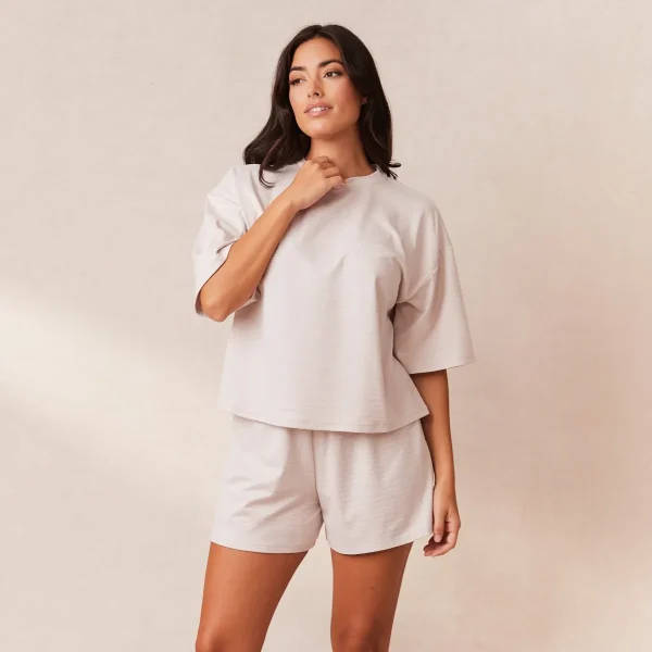 Lounge Underwear Classic Fleece Oversize Haut de Pyjama - Crème Online