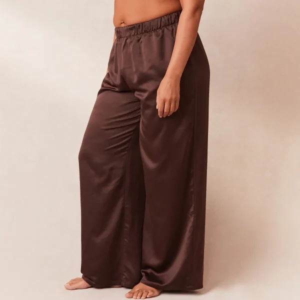 Lounge Underwear Classic Satin Pantalon de Pyjama - Chocolat Flash Sale