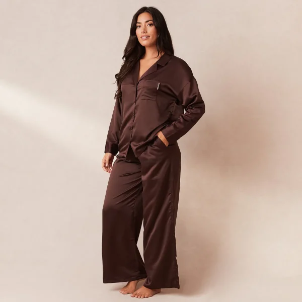 Lounge Underwear Classic Satin Pantalon de Pyjama - Chocolat Flash Sale