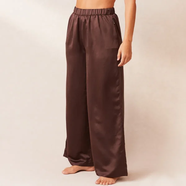 Lounge Underwear Classic Satin Pantalon de Pyjama - Chocolat Flash Sale