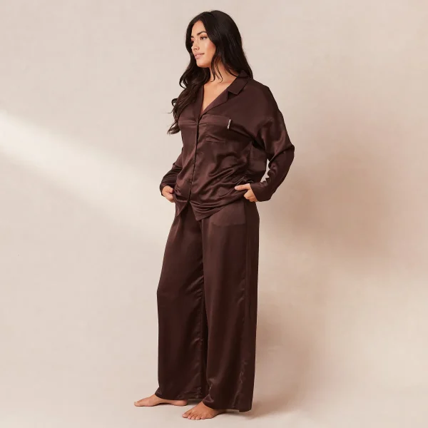 Lounge Underwear Classic Satin Pantalon de Pyjama - Chocolat Flash Sale