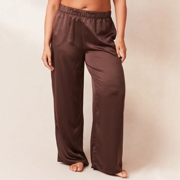 Lounge Underwear Classic Satin Pantalon de Pyjama - Chocolat Flash Sale