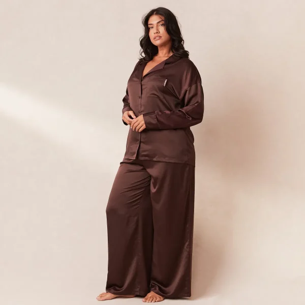 Lounge Underwear Classic Satin Pantalon de Pyjama - Chocolat Flash Sale