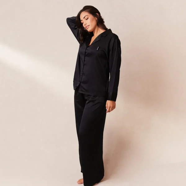 Lounge Underwear Classic Satin Pantalon de Pyjama - Noir Best Sale