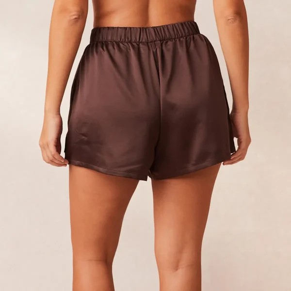 Lounge Underwear Classic Satin Short de Pyjama - Chocolat Clearance