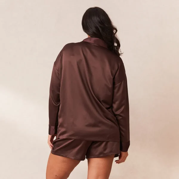 Lounge Underwear Classic Satin Short de Pyjama - Chocolat Clearance