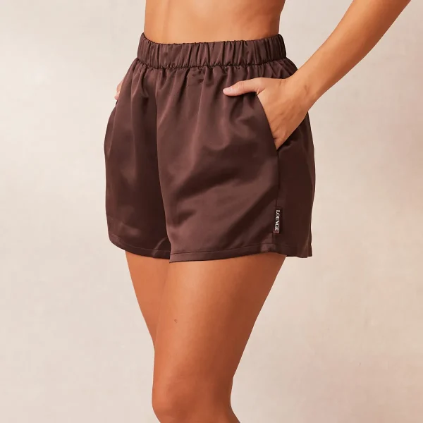 Lounge Underwear Classic Satin Short de Pyjama - Chocolat Clearance