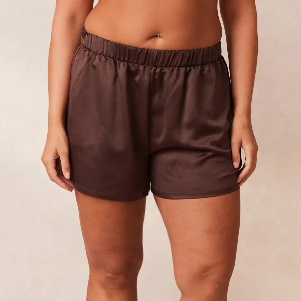 Lounge Underwear Classic Satin Short de Pyjama - Chocolat Clearance