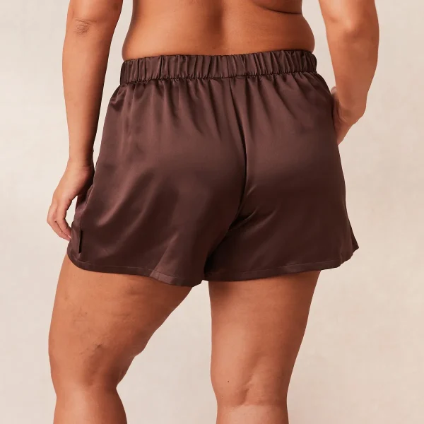 Lounge Underwear Classic Satin Short de Pyjama - Chocolat Clearance