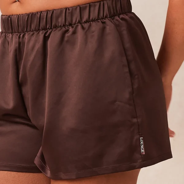 Lounge Underwear Classic Satin Short de Pyjama - Chocolat Clearance