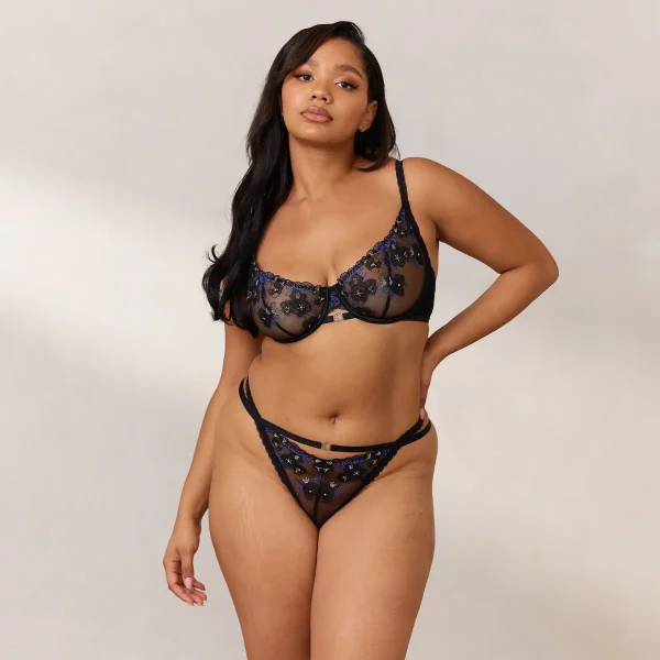 Lounge Underwear Ditsy Embroidered Balcony Soutien-Gorge - Noir Shop