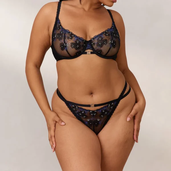 Lounge Underwear Ditsy Embroidered Balcony Soutien-Gorge - Noir Shop