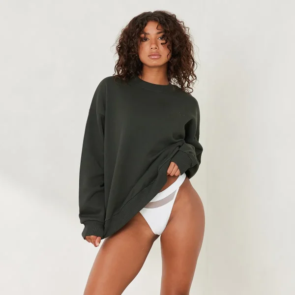 Lounge Underwear Essential Sweat Ras du cou - Vert Sapin Outlet