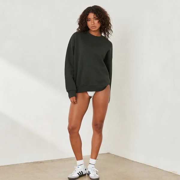 Lounge Underwear Essential Sweat Ras du cou - Vert Sapin Outlet