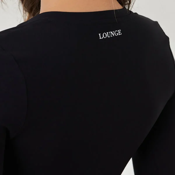 Lounge Underwear Essential Top à Manches Longues avec Zip - Noir Clearance