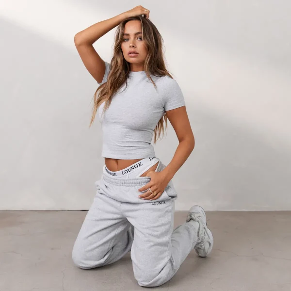 Lounge Underwear Essential T-Shirt Ajusté à Manches Courtes - Gris Givré Discount