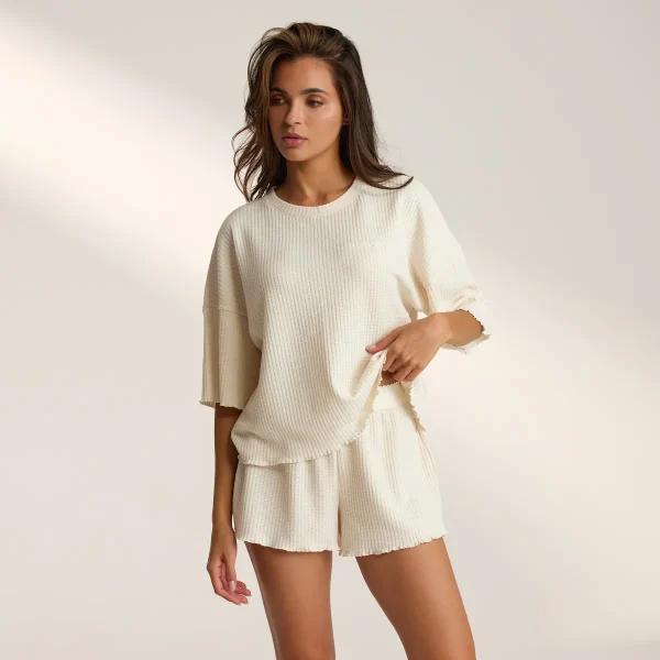 Lounge Underwear Haut de Pyjama Soft Waffle - Cream Crème Store