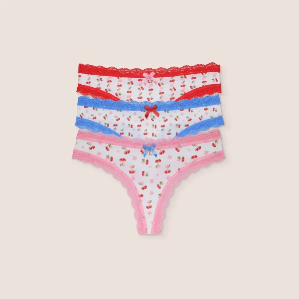 Lounge Underwear Imprimé Cerise String (Pack de 3) - Multi Shop