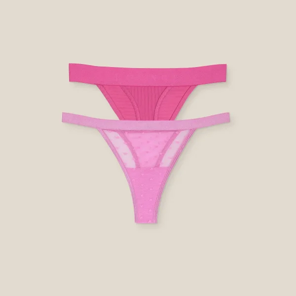 Lounge Underwear Love Heart/Bare Strings (Pack de 2) en Édition Limitée - Rose Store