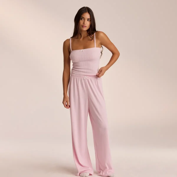 Lounge Underwear Pantalon de Pyjama Pointelle - Rose Discount