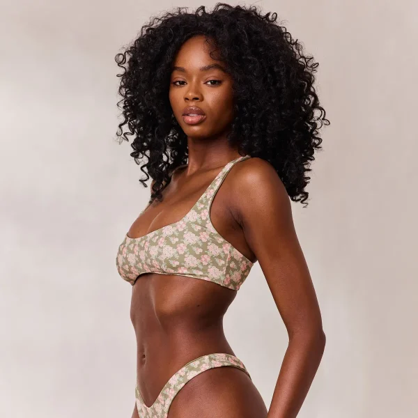 Lounge Underwear Plongeant Haut de Bikini Réversible - Vert/Floral Vert/Floral Hot