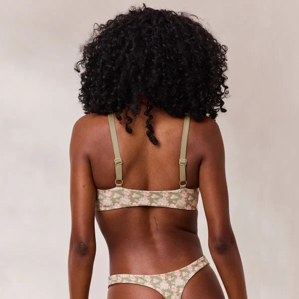 Lounge Underwear Plongeant Haut de Bikini Réversible - Vert/Floral Vert/Floral Hot