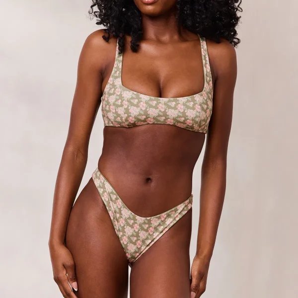 Lounge Underwear Plongeant Haut de Bikini Réversible - Vert/Floral Vert/Floral Hot