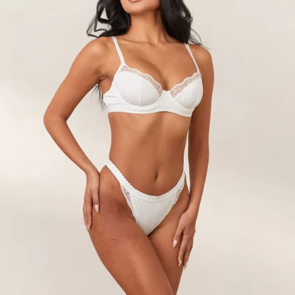 Lounge Underwear Ribbed Balcony Soutien-Gorge - Blanc Outlet