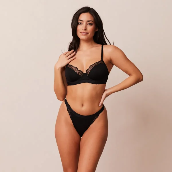 Lounge Underwear Ribbed Balcony Soutien-Gorge - Noir Cheap