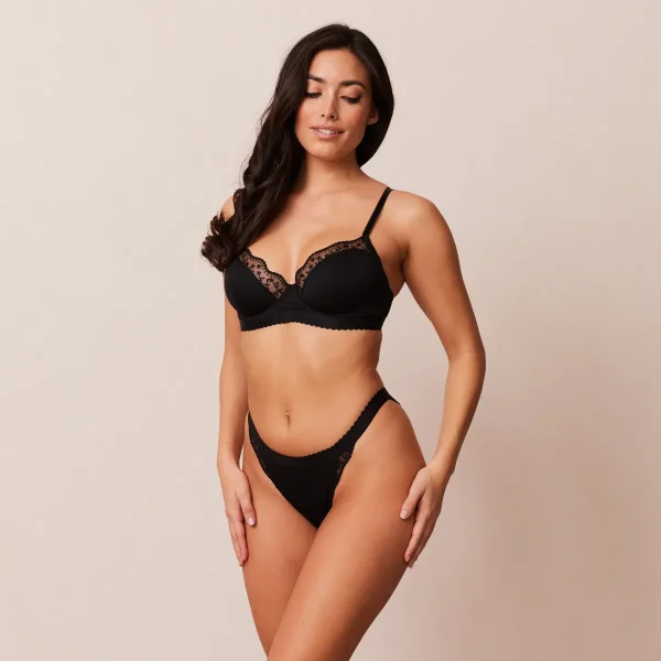 Lounge Underwear Ribbed Balcony Soutien-Gorge - Noir Cheap