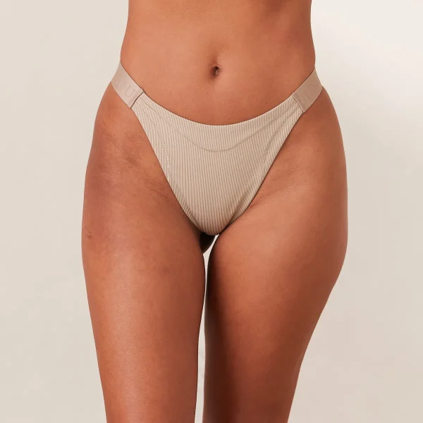 Lounge Underwear Ribbed Mindful String - Beige Sale