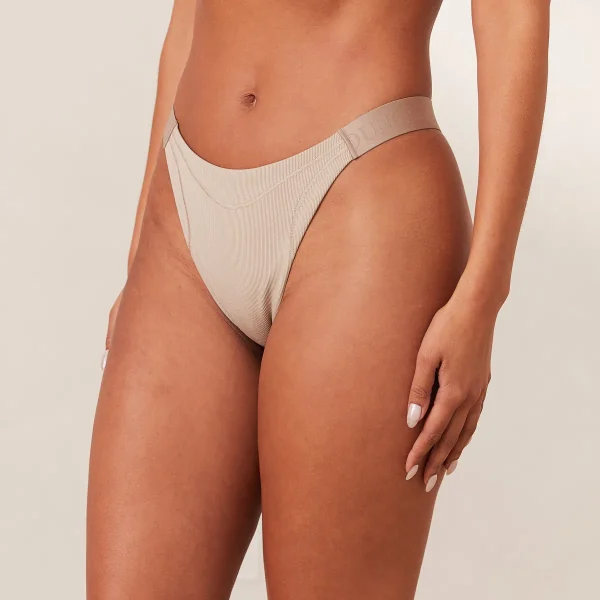 Lounge Underwear Ribbed Mindful String - Beige Sale