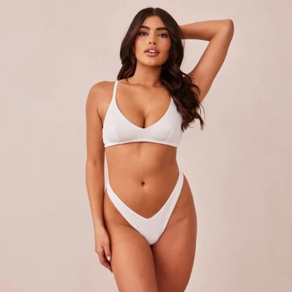 Lounge Underwear Ribbed Triangle Soutien-Gorge - Blanc Shop