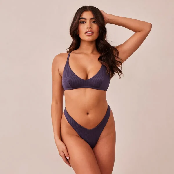 Lounge Underwear Ribbed Triangle Soutien-Gorge - Bleu Charbon Best