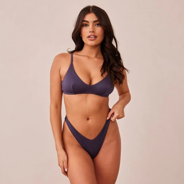 Lounge Underwear Ribbed Triangle Soutien-Gorge - Bleu Charbon Best