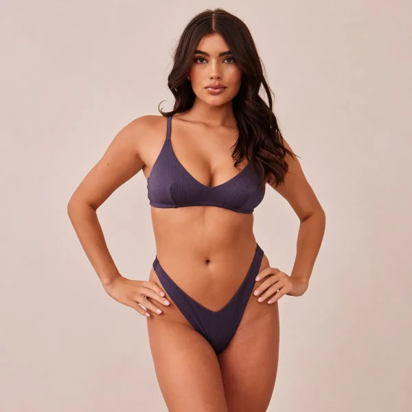 Lounge Underwear Ribbed Triangle Soutien-Gorge - Bleu Charbon Best