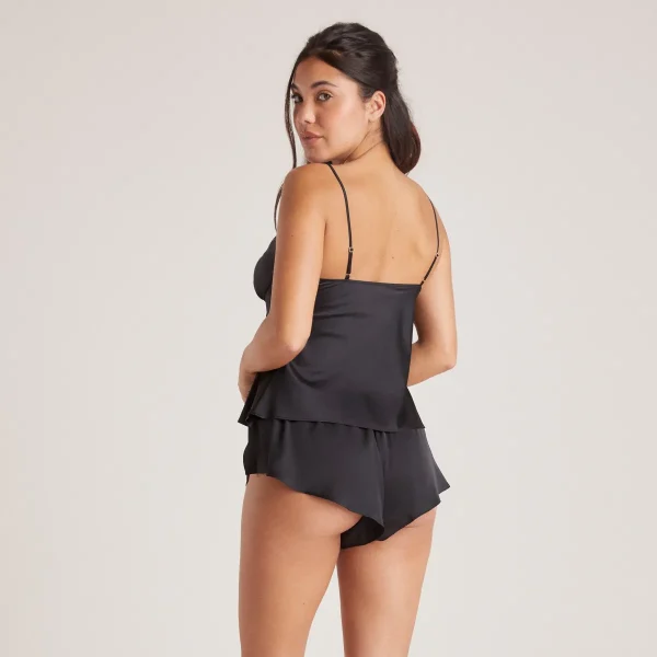 Lounge Underwear Short de Pyjama Mini Satiné - Noir Hot