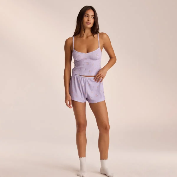 Lounge Underwear Short de Pyjama Pointelle - Lilas Floral Clearance