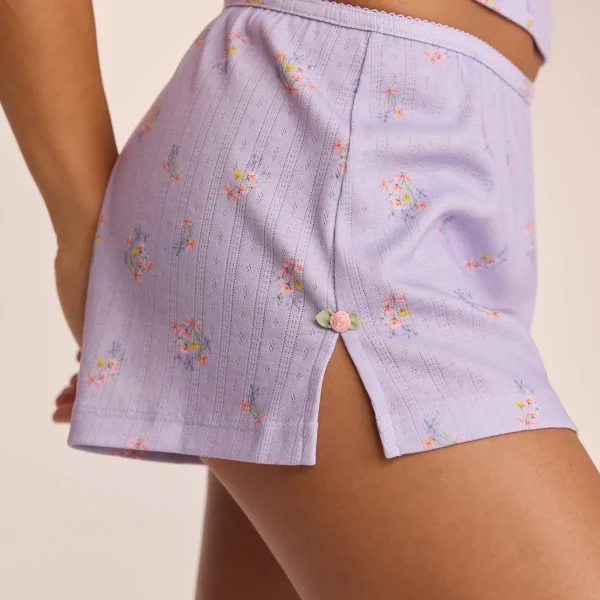 Lounge Underwear Short de Pyjama Pointelle - Lilas Floral Clearance