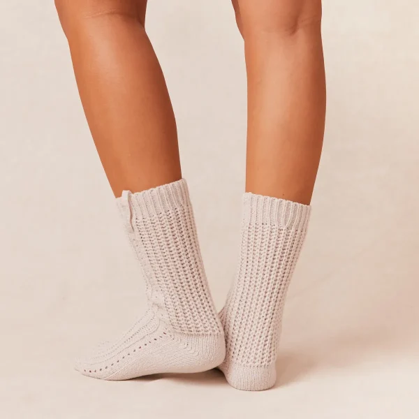 Lounge Underwear Snooze Chaussettes Tricotées - Créme Sale