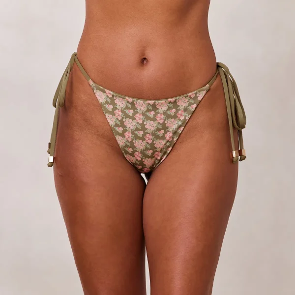 Lounge Underwear String de Bikini à Nouer Réversible - Vert/Floral Vert/Floral Best Sale