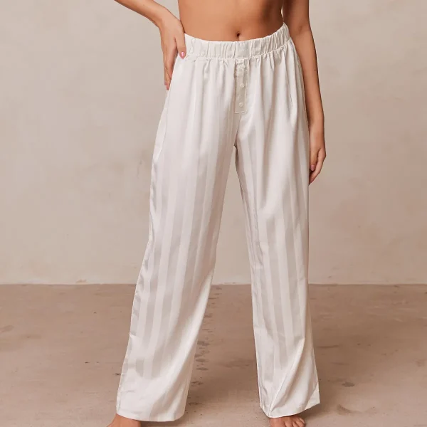 Lounge Underwear Striped Satin Pantalon de Pyjama - Perle Best